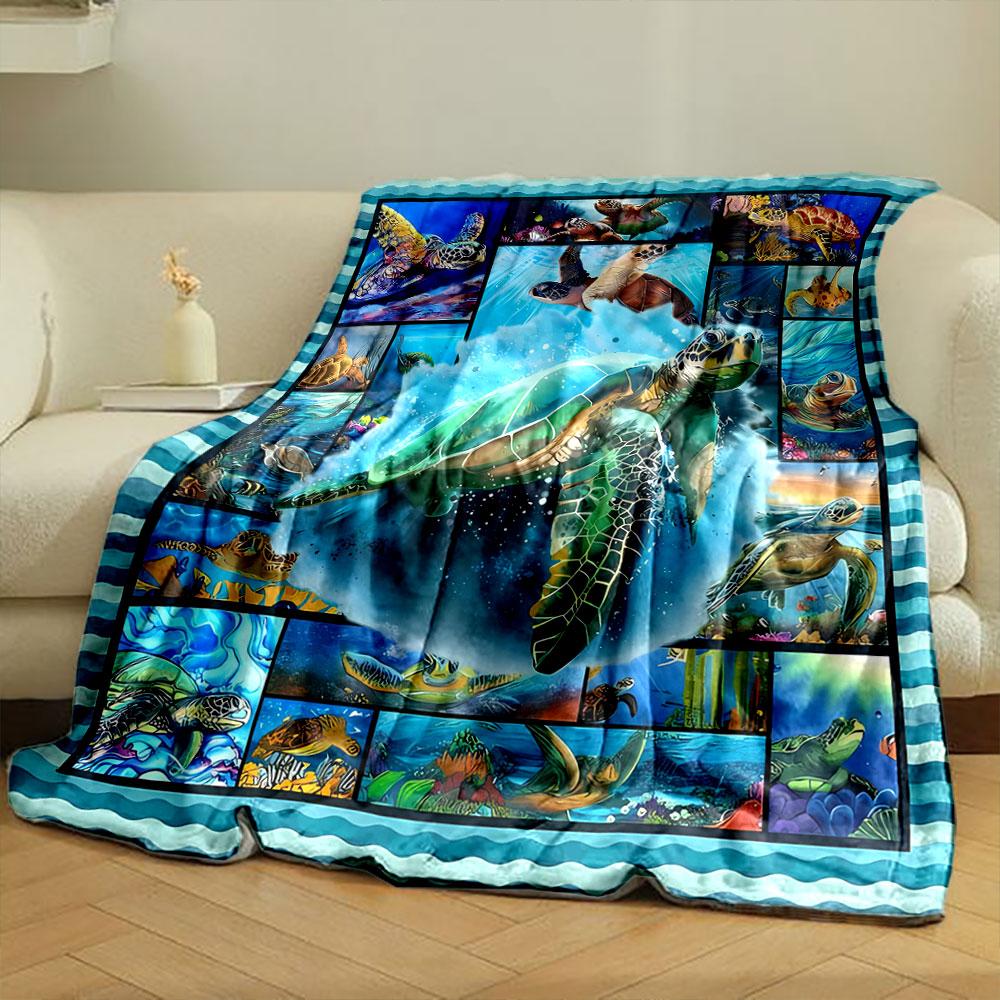 Sea Turtle Collage Blanket bedroom Blanket for Livingroom Couch lunch break Soft throw for Friend's festival Gift