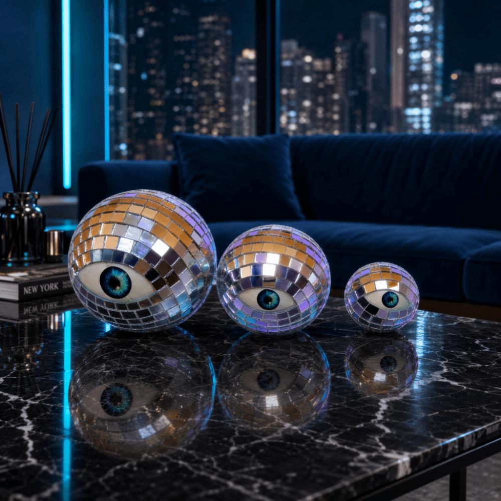 Reflective Ornament Disco Ball Glass Mirror Eyeball Decoration Halloween Disco Ball Table Decor