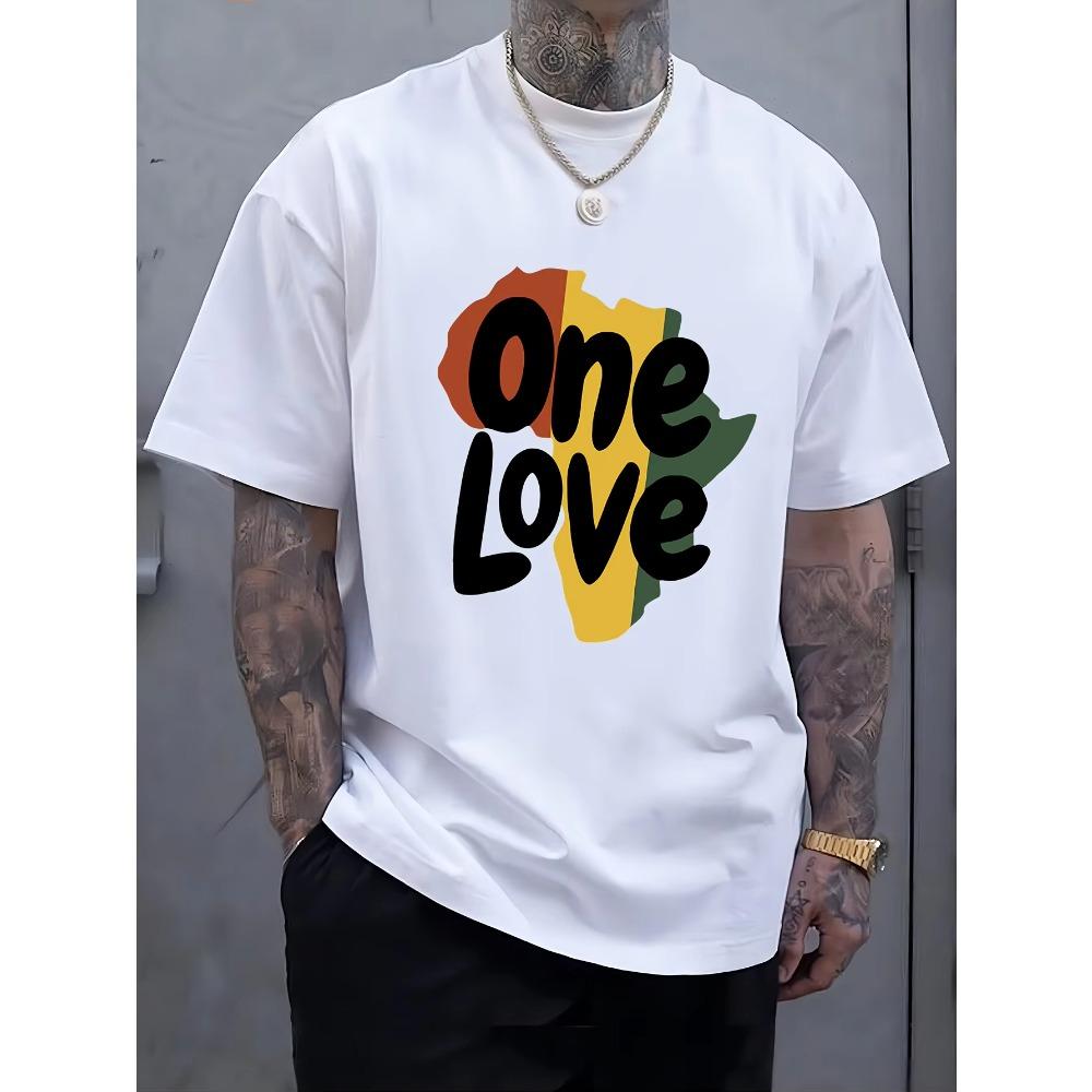 A Love Letter Printed Men's Short-sleeved T-shirt, Versatile and Comfortable Casual Elastic Crew Neck Top for Men and Women