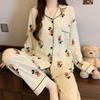 Women's Star Print Long-Sleeve Pajama Set - Black
