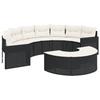 VidaXL Canapé de jardin avec coussins demi-rond noir résine tressée, canapé d’extérieur, canapé de forme demi-ronde, canapé 3318513