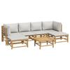 VidaXL Garden Lounge Set 7 Pcs with Light Grey Cushions Bamboo 3155101