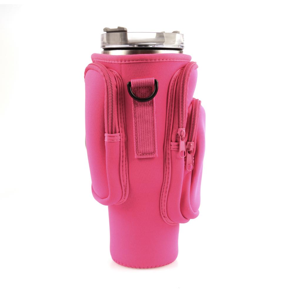 Water Bottle Carrier Bag for 30/40 oz Tumbler with Phone Pocket and Adjustable Strap for Walking Hiking Camping Travelling