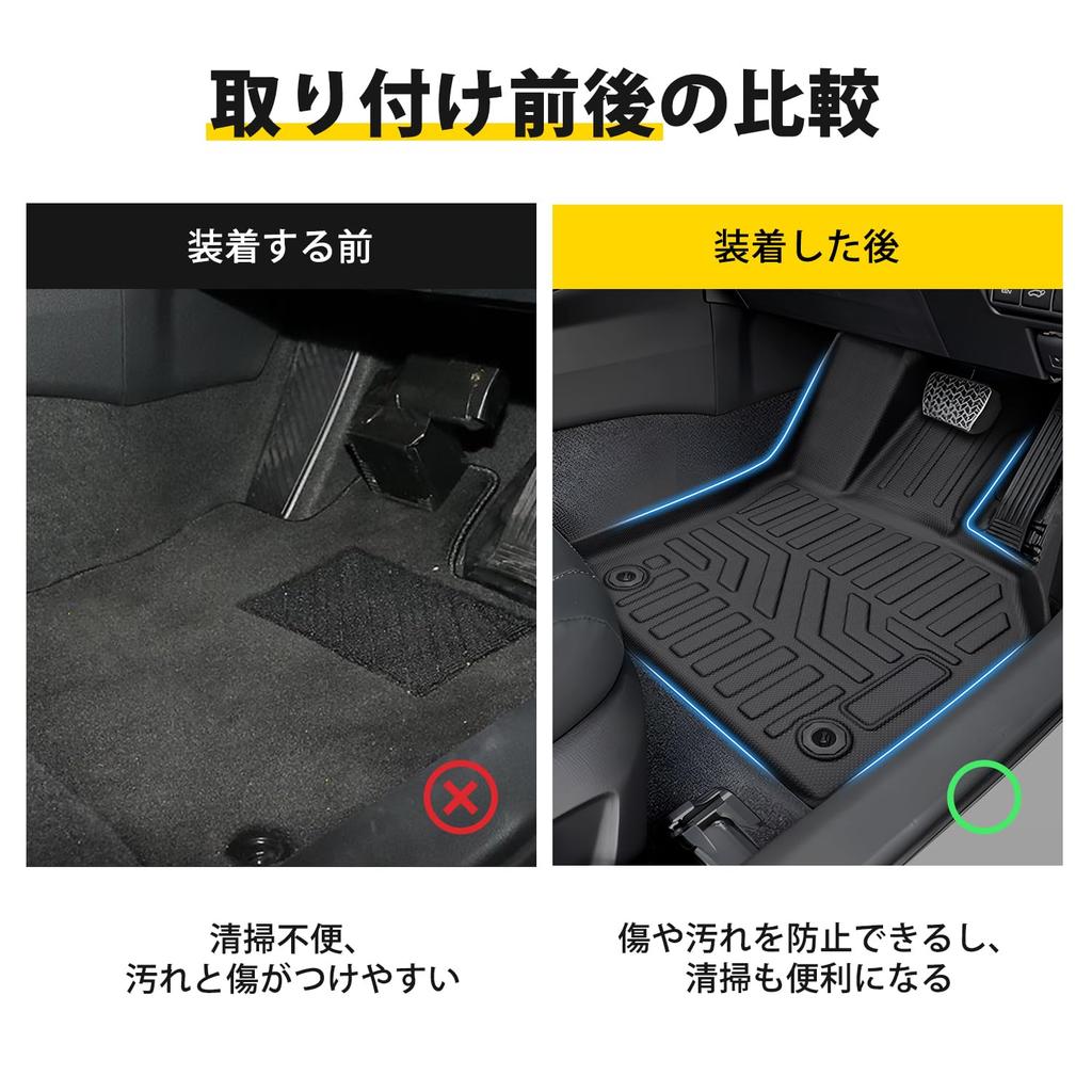 Virauto 3D Floor Mats for Toyota New Prius 60 Series 2023 TPE and Custom Protective Mats (MXWH60/MXWH65) (January - Present) - Material, Waterproof,