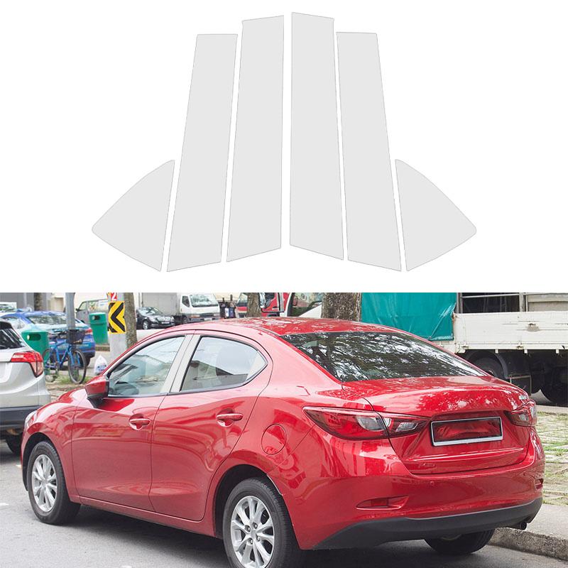6 buc Argintiu Acoperiș Stâlp BC pentru Geamul Ușii Mașinii, Autocolant Material PC pentru Mazda Demio 2014-2019/pentru Toyota Yaris 2019-2020