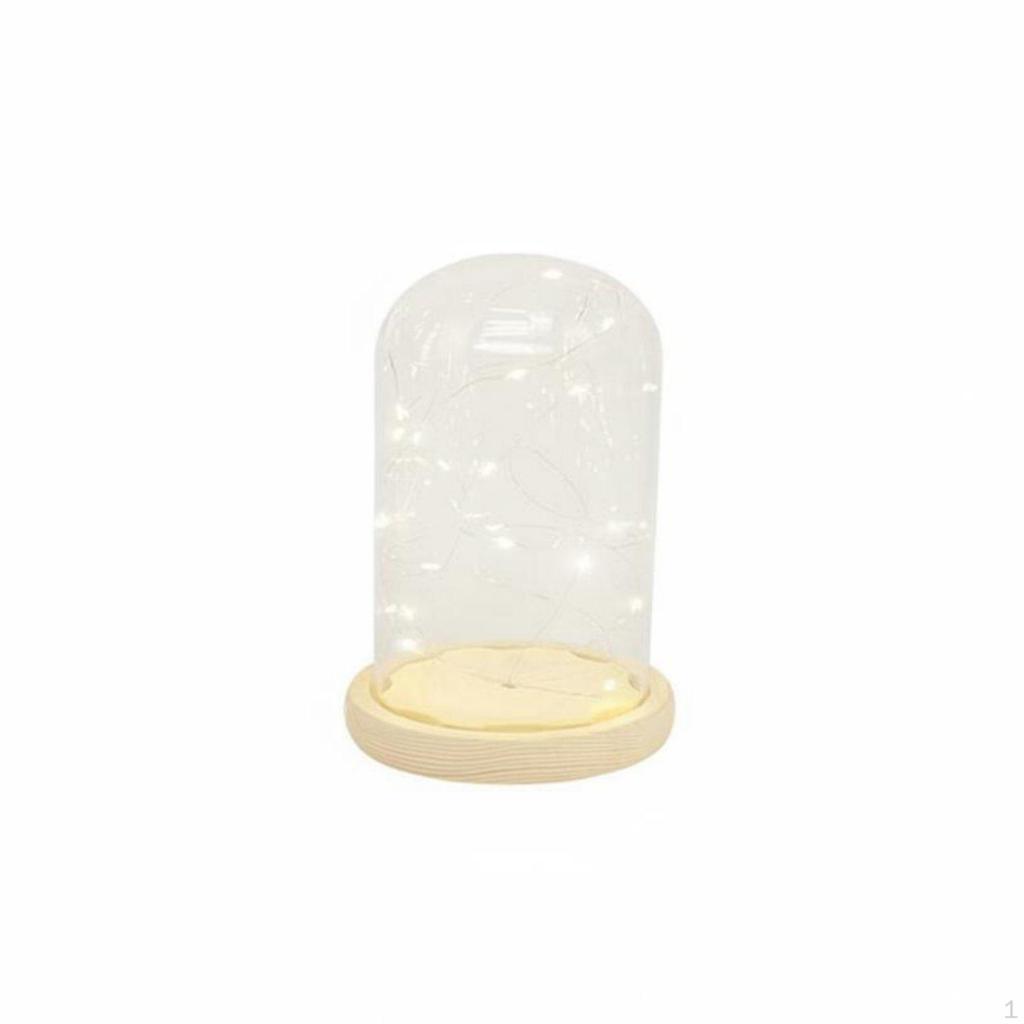 Miniature Lights Glass Cloche Warm Glow Tabletop Dome Modern Design Lighted Display Bell Jar for