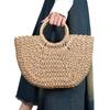 2026 Heiße Neue Strohgewebte Papierseil Runde Eimer Tasche Damen Minimalistisch Einfarbige Gestrickte Handtasche Vintage Lässig Sommer Strand Tragetasche Geldbörse