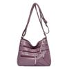 Large Capacity Women's Solid Color Soft Leather Shoulder Bag Multi-Layer Crossbody Bag Multi-Functional Travel Underarm Bag