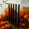 2Pcs Flameless Taper Long Candles Battery Operated Fake Flickering LED 3D Candlesticks Dinner Halloween Table Party Decor