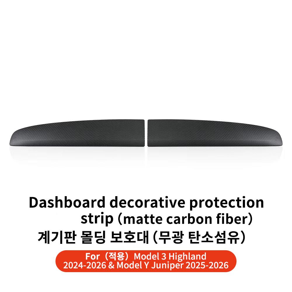 YZ For Tesla Model 3 Y Juniper Highland 2025 ABS Dashboard Panel Trim Strips Instrument Stickers Car Protector Pad Accessories