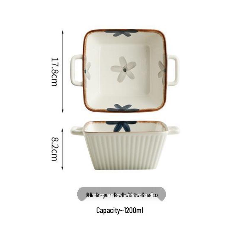 Japanese Ceramic Ink Wash Bowl and Plate Set - Tableware for Home Dining