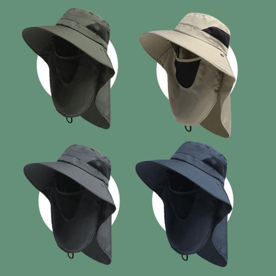 Outdoor Hat Scarf Breathable Neck Protective Wide Brim Unisex Anti-slip Full Protection Windproof Fixed Strap Fishing Camping Cycling Fisherman