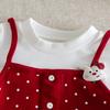 Girls Fall Red Fake Two Piece Long Sleeve T Shirt Sweet Versatile Baby Top Base Layer Shirt