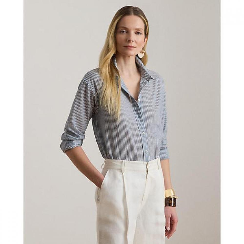 Lauren Ralph Lauren Relaxed Fit Stripe Cotton Shirt Wmlrshts6820556400 XS