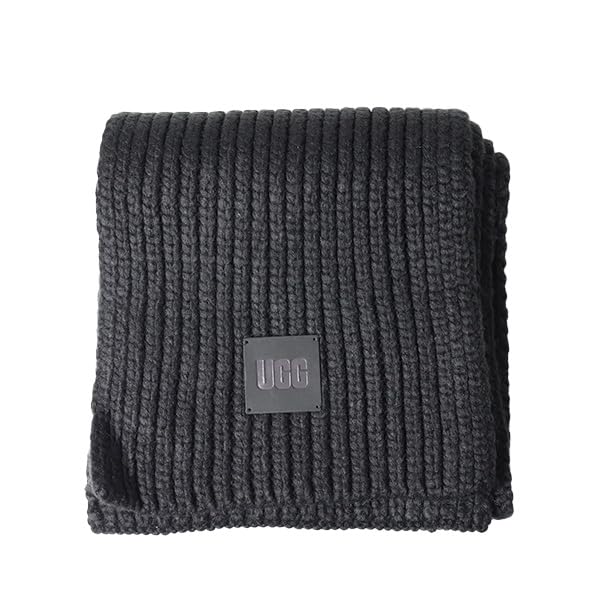 UGG W CHUNKY RIB KNIT SCARF Women s Chunky Rib Knit Scarf, Size 20166 (Black) [Parallel Import]