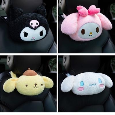 Cute Kuromi Hello Kitty Cartoon Car Neck Pillow Headrest Interior Pillow Soft Comfortable Travel Pillow for Car