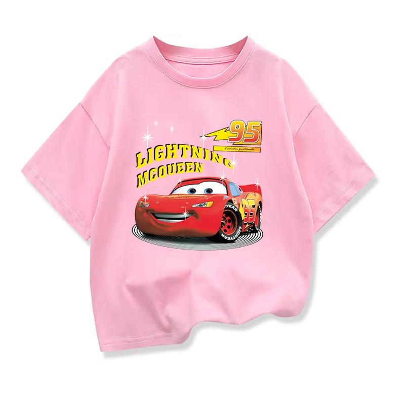 Boys Summer ShortSleeve TShirt Pixar Lightning McQueen Cartoon Car Print Fun Design Childrens Clothing