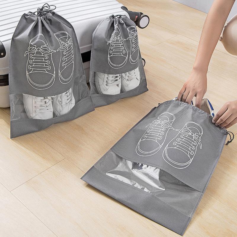 10PCS Shoe Storage Bag Non-Woven Waterproof Travel Organizer Drawstring Pouch Hanging Closet Bag for Cloth Shoe Dustproof Portable Bag