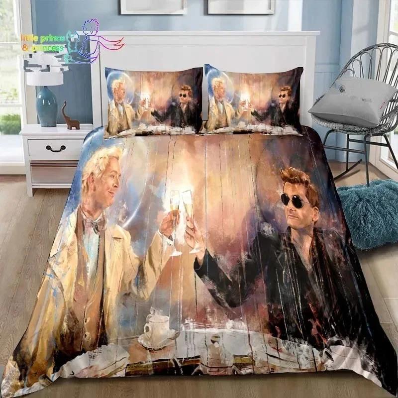 Good Omens Love Bedding Set Single Twin Full Queen King Size Bed Set Adult Kid Bedroom Bedding Gift