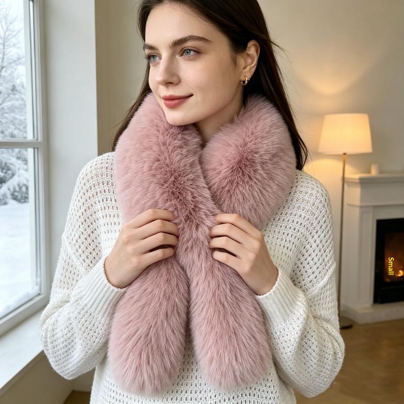 1Pcs Imitation Fox Fur Cold Resistant Collar Scarves Neck Warmers Plush Fluffy Fur Scarf Thicken Solid Color Warm Neckerchief