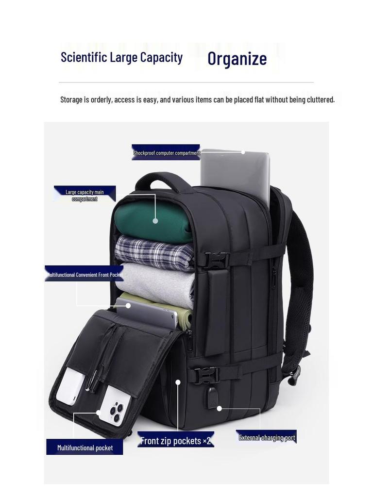 Men's Large Capacity Travel & Business Backpack for Commuting and Short-Distance Trips