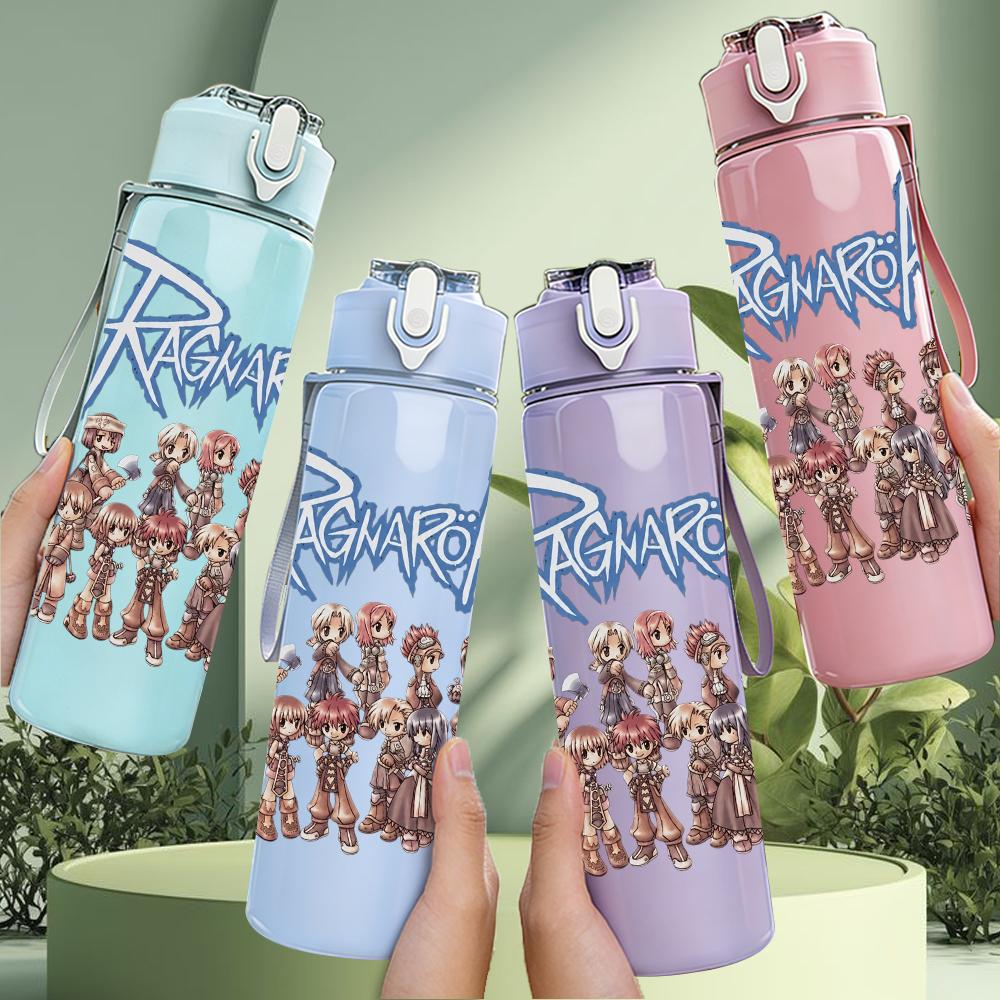 1PC Pecking Circular Skull Retro Logo Print 750ml Portable Sports Water Bottle Leakproof Gym Outdoor Travel Drink Cup