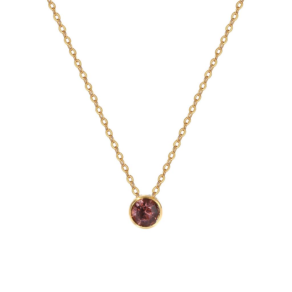 304 Stainless Steel Birthstone Necklace 18K Real Gold Plated Link Cable Chain Necklace For Women Jewelry Gift 45cm, 1 Piece