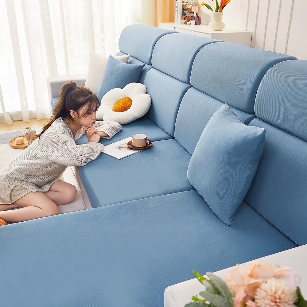 Copridivano Elasticizzato Universale per Tutte le Stagioni Copertura Completa Copertura Colore Unico Moderno Semplice Asciugamano per Divano Copertura Completa Filo di Seta di Ghiaccio Cuscino per Divano
