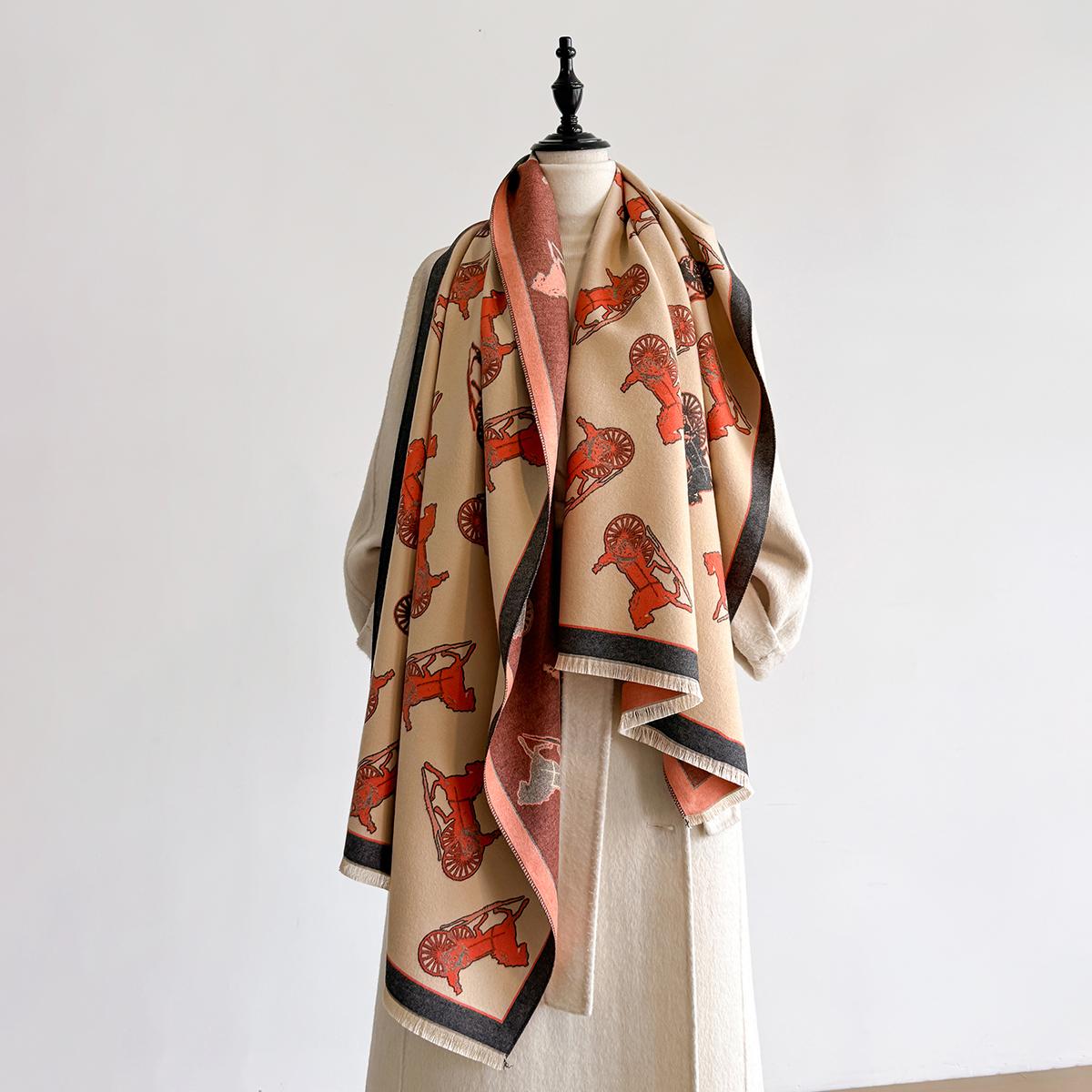 

Luxury Brand Winter Cashmere Scarf for Women - Tasseled Grid Printed Shawl, Warm Pashmina Wrap & Foulard Poncho