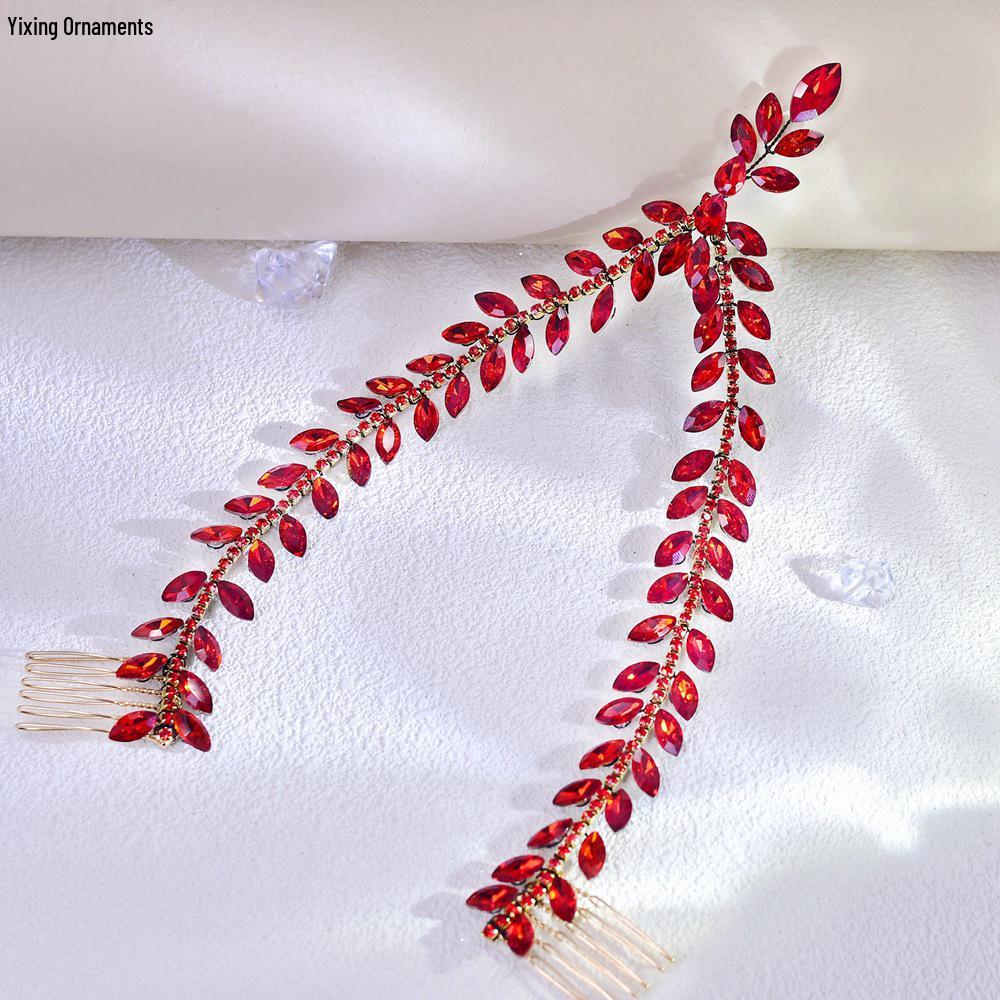 Yixing Xi Mama Rhinestone Red Hairpin for Bride s Wedding Banquet Toasting Dress A141 красный