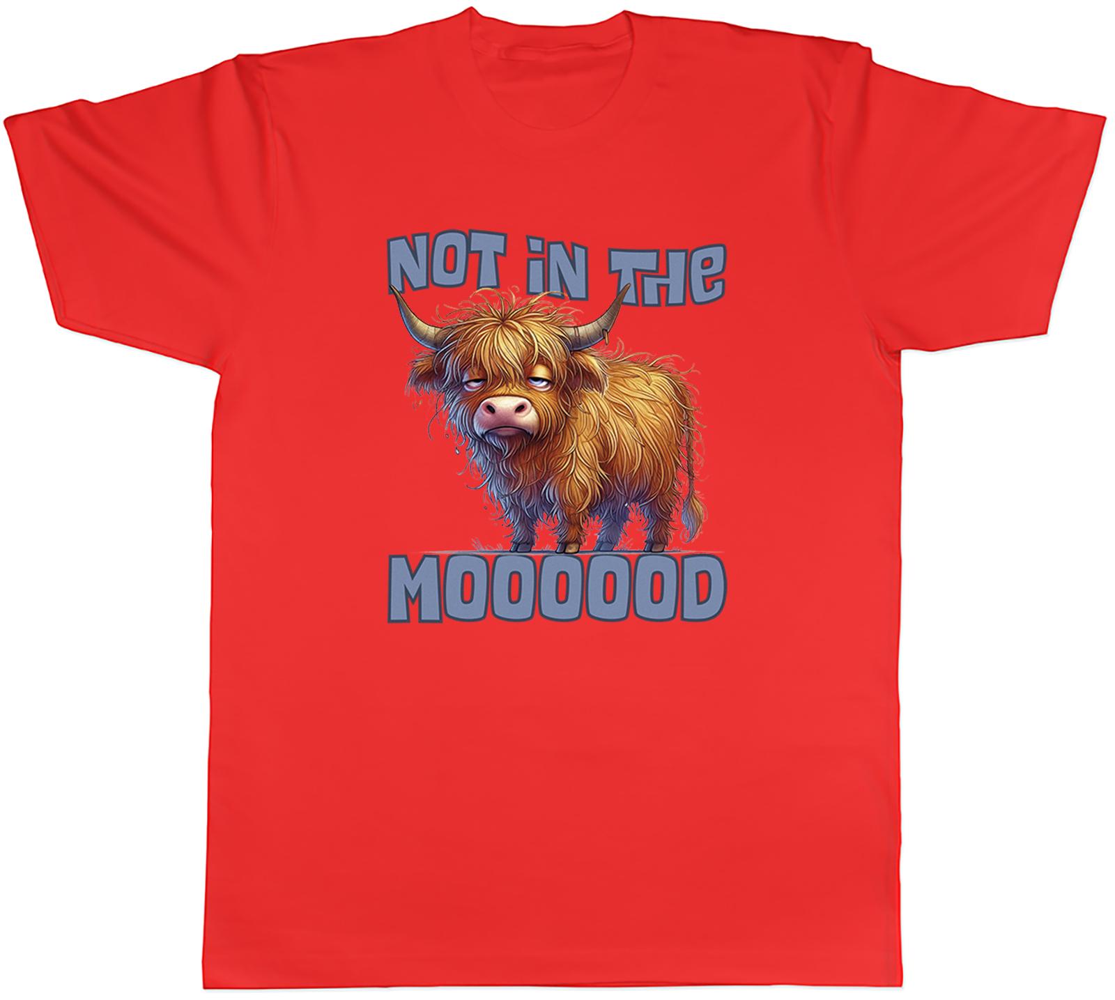 Funny Highland Cow Not in the Moooood Mens TShirt Tee Gift Top S