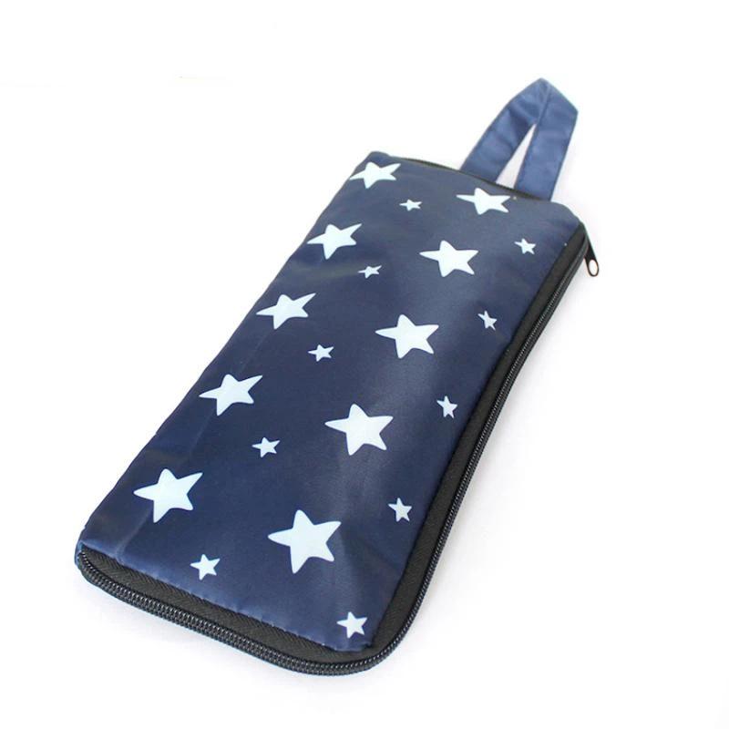 Waterproof Absorbent Umbrella Cover Bag Soft Cloth Stripe Star Printed Portable Pouch for Outdoor Travel Daily Commute