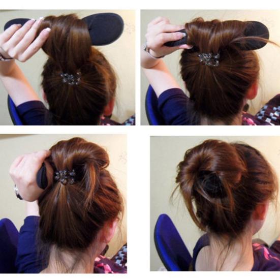 2/3Pcs Women Hair Bun Maker Sponge Faux Pearls Decor Bun