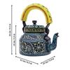 Handcrafted & Handpainted Multicoloured Aluminium Tea Kettle Pot and 6 Glasses with Stand (Black, Yellow, White)