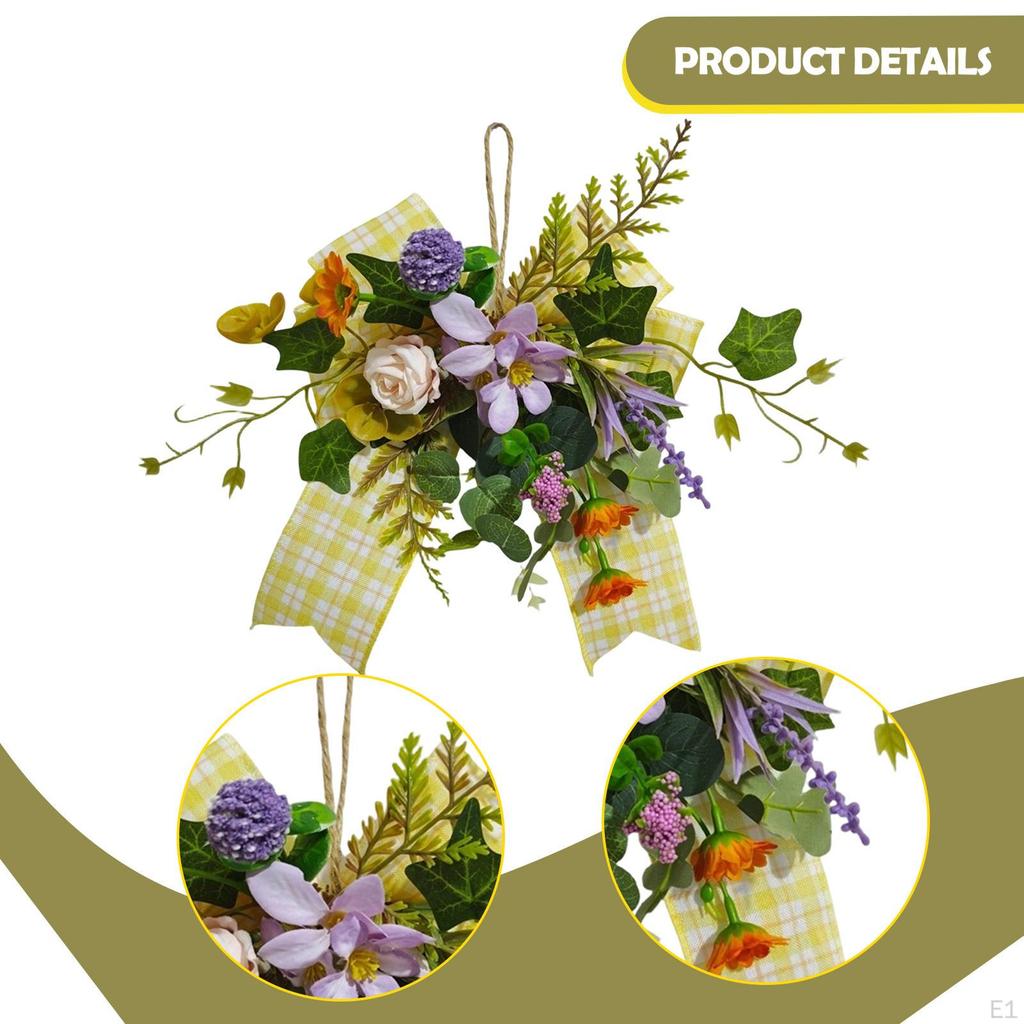 Floral Wreath Artificial Flower Ideal Gift Ornament Garland Swag for Indoor