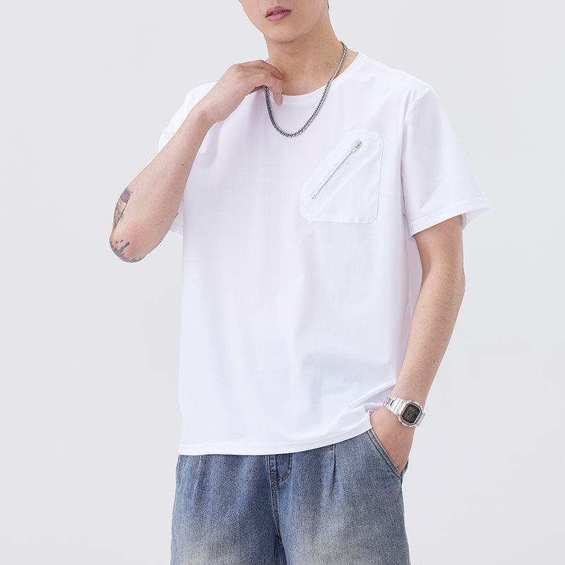2026 Men's Summer Versatile Zipper Pocket Loose T-Shirt