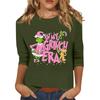 3/4 Sleeve Tops For Women T-Shirt Casual Christmas Print Tops T Shirt Round Neck Pullover Blouse