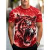 Fashion Fire Tiger Print Men T-shirt Wild Animal Graphic T Shirt Trend Cool Man Streetwear Summer Casual Crew Neck Short Sleeve