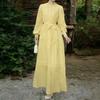 ZANZEA Women Casual Round Neck Long Sleeve Lace Patchwork Long Dress