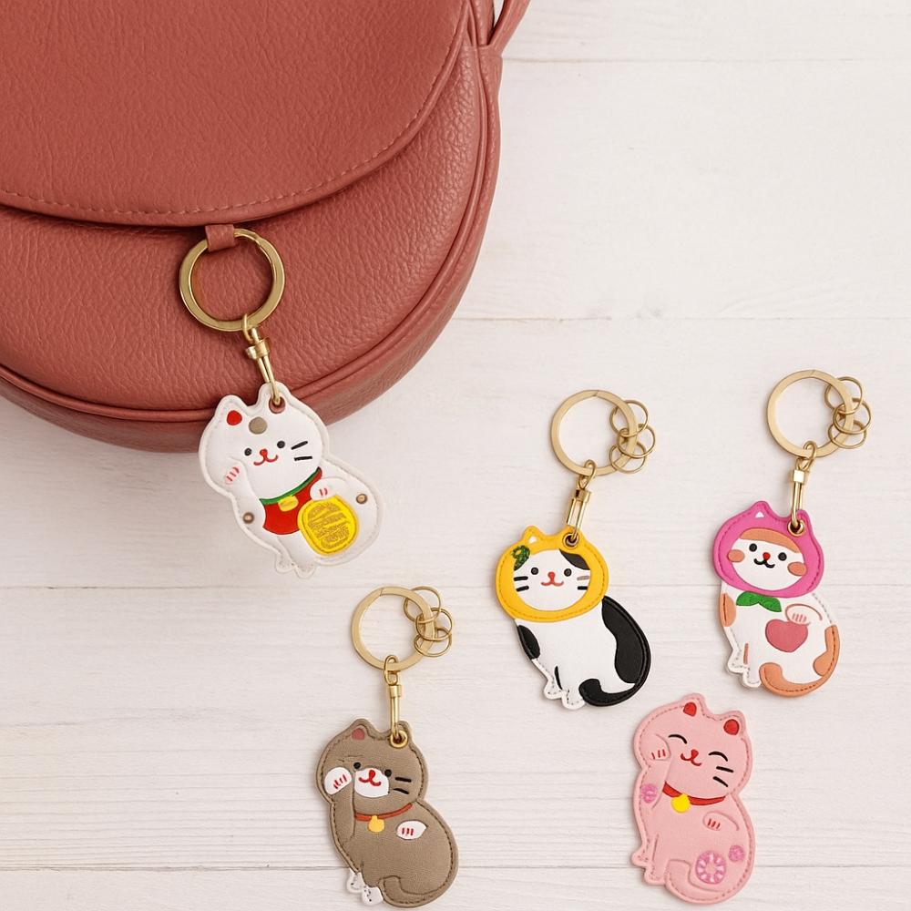 Maneki-neko Fortune Cat Pendant Keyring Lovely Access Control Card Pendant  Kids