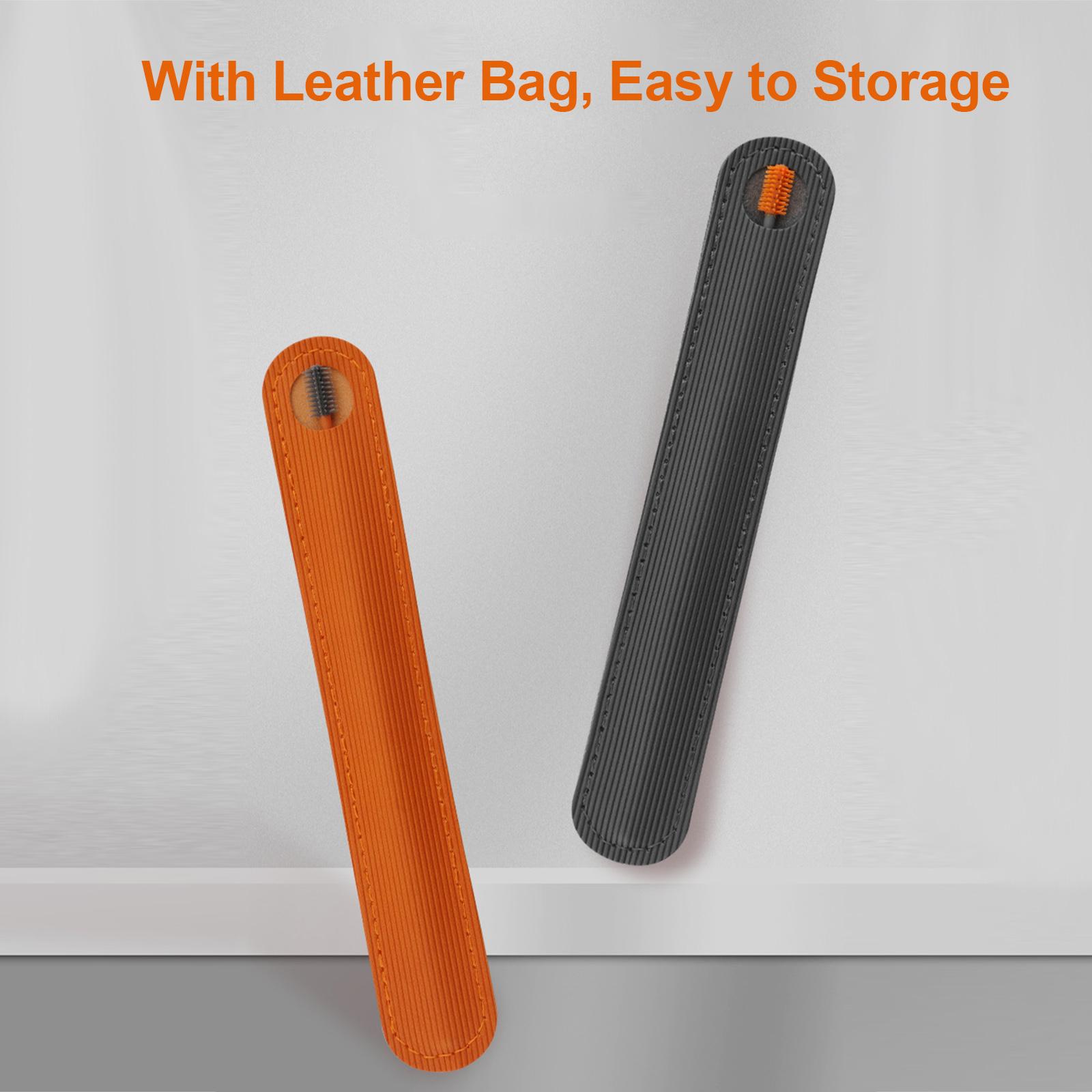 

Silicone Ear Cleaner, Double Head Ear Cleaner with Leather Bag, Easy to Storage, for Home Use and Family, Skid Design, 360 degrees Spiral Head, Oran