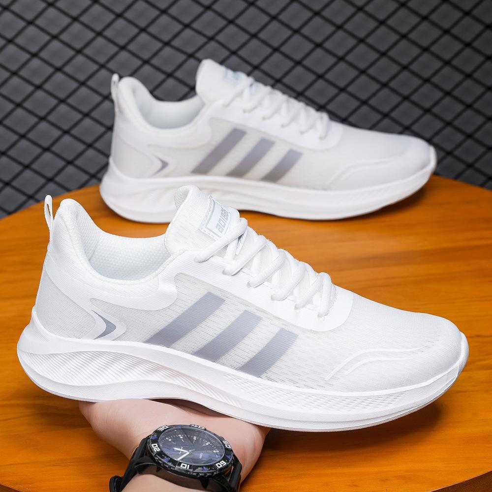 Men's and Women's Same Mesh Breathable Sneakers Classic Three-bar Lightweight Running Sneakers Fashion Versatile Student Shoes