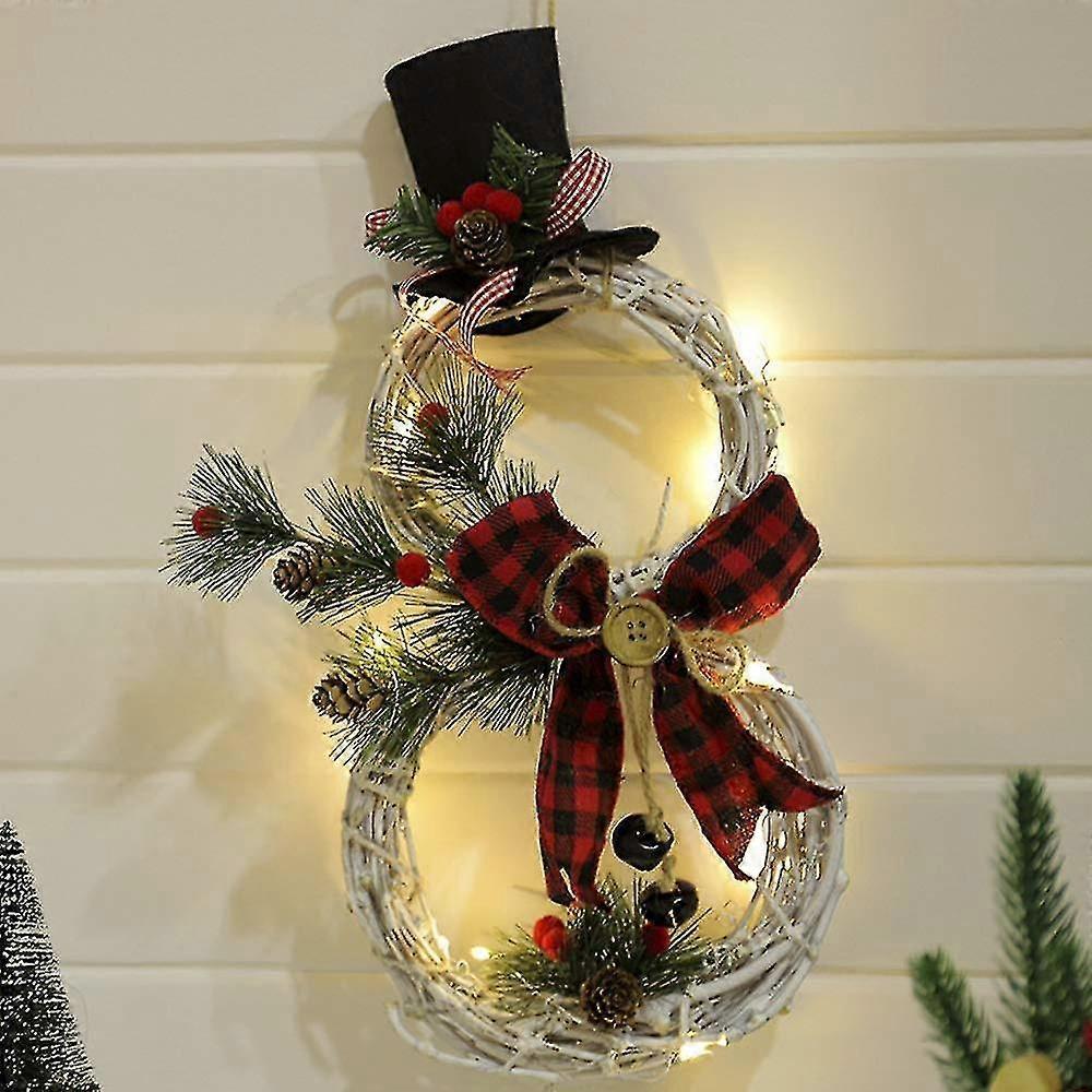 2PCS Christmas Snowman Garland Christmas Hanging Decoration LED Fairy Lights Party Favours Garland Black + Red - DD01