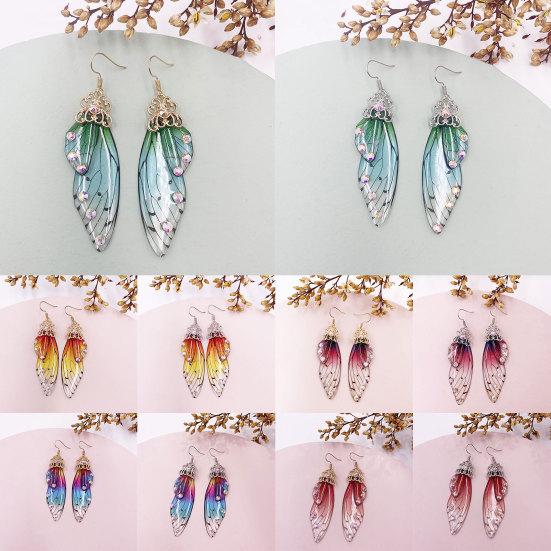 Women Earrings Butterfly Wing Gradient Color Rhinestone Ear Hook Jewelry