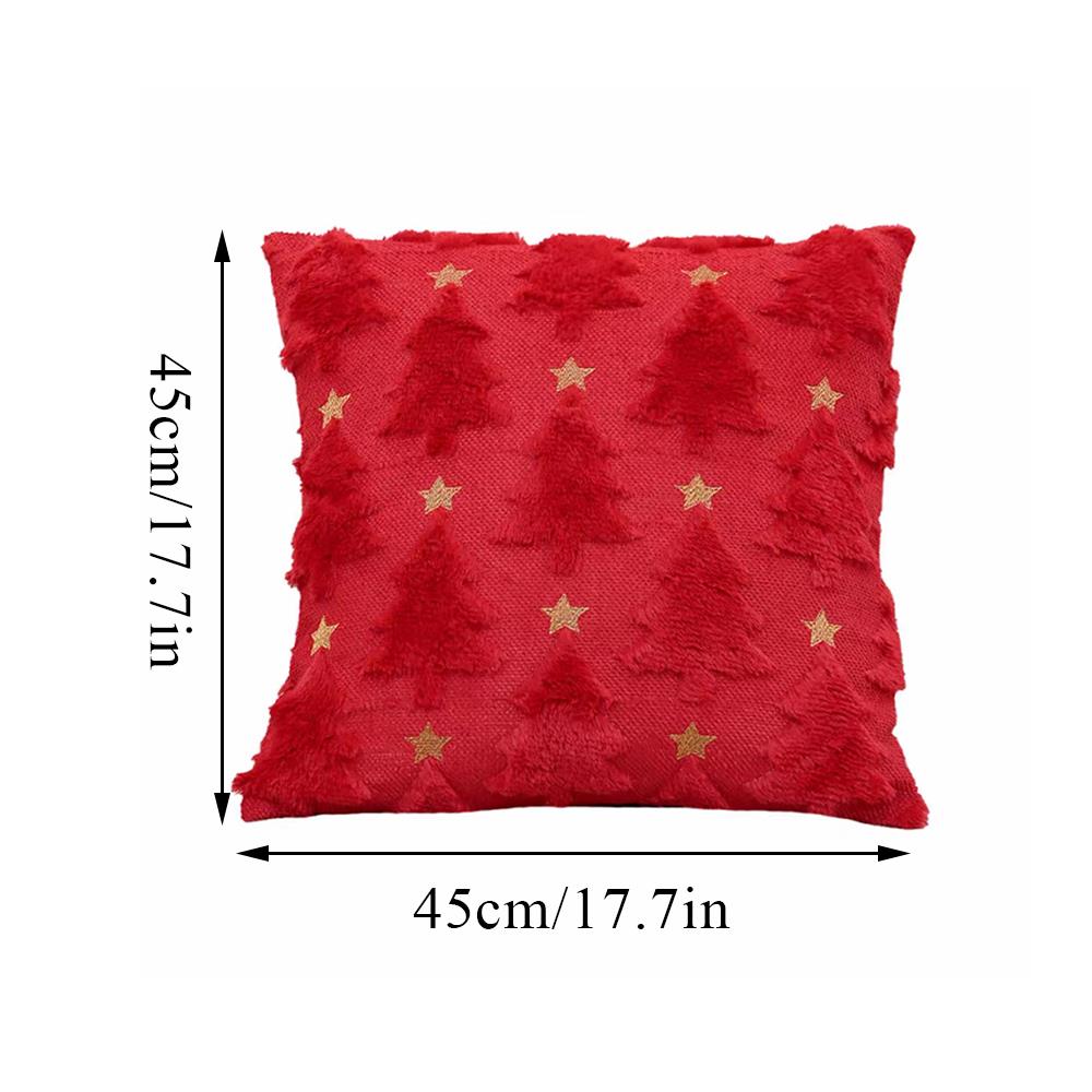 Plush Jacquard Christmas Pillow Cover Soft Home Decor Christmas Living Room Sofa Throw Cushion Cover Embroidered Pillowcase