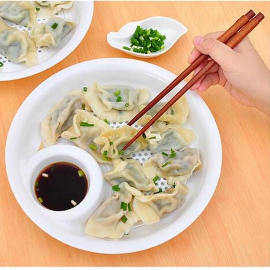 

Sushi Plate Dumpling Plate With Dipping Saucer,Snack ChipDip Serving Tray,Multi-purpose Split Ceramic Plate For Home&Restaurant