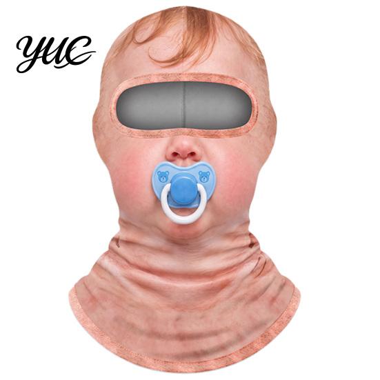 Funny Face Balaclava Baby Mask, Breathable Ice Silk Cover, Anti-Slip Covering Full Protection Neck Gaiter for Outdoor Cycling Riding Sun Mask