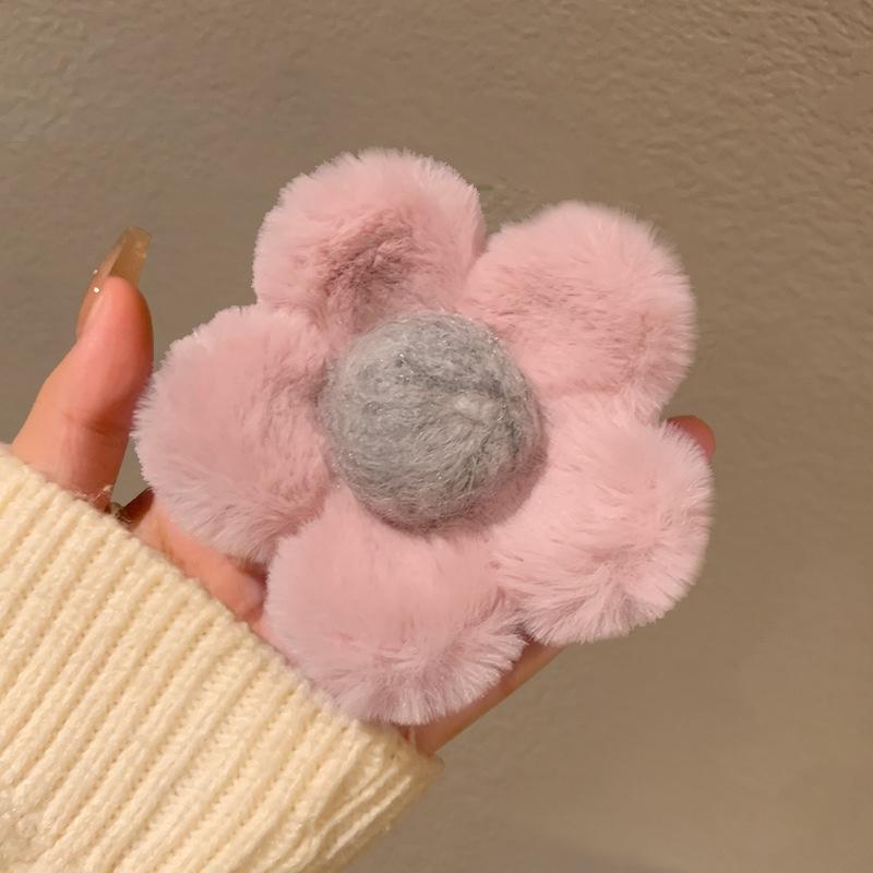 Sweet Flower Hair Clip Girl's Temperament Claw Clip New Plush High Ponytail Claw Clip Fashionable Hair Accessory