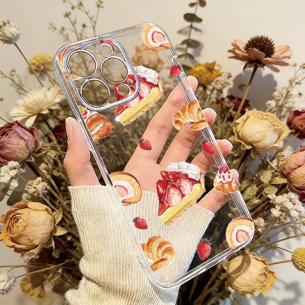 Cute Cake Phone Case Transparent Silicone Soft For iPhone 17 16 15 14 13 12 11 Mini Pro Max Plus