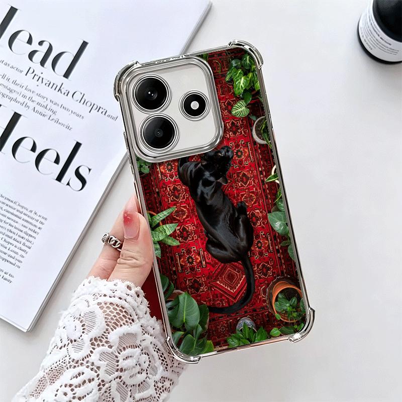 Black Panther Cool Animal Plating Phone Case For Xiaomi Redmi Note 14 15 Pro Plus 13 12 11 11S 11T 10 9S 9 5G Anti-Fall Airabag